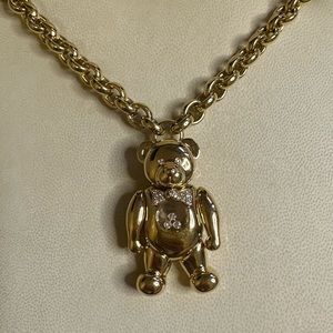 Yellow Gold Chopard Teddy Bear Pendant Happy Diamonds Chain Necklace.